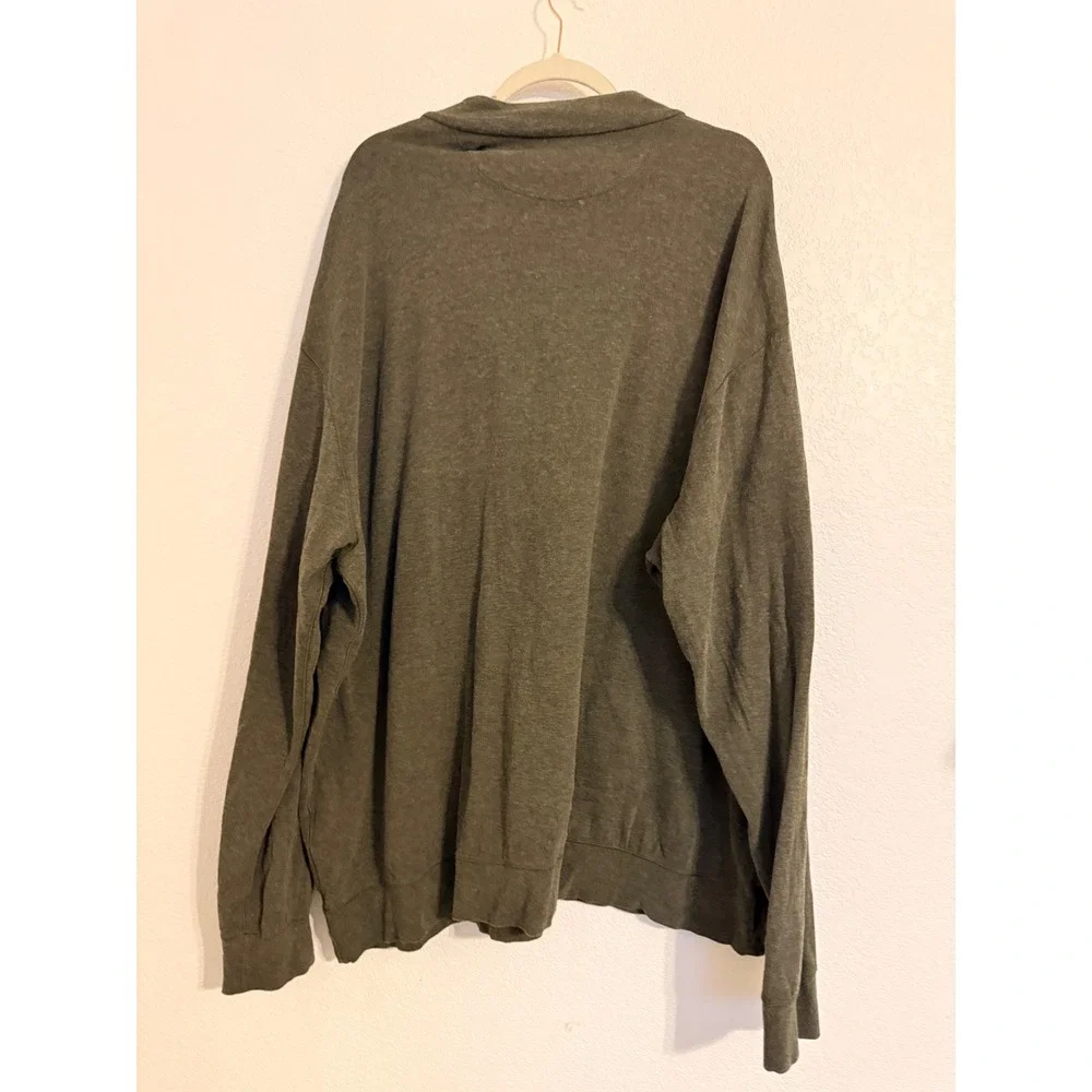 Polo Ralph Lauren Mens 3XLT Olive Green Quarter Zip Long Sleeve‎ Pullover Shirt